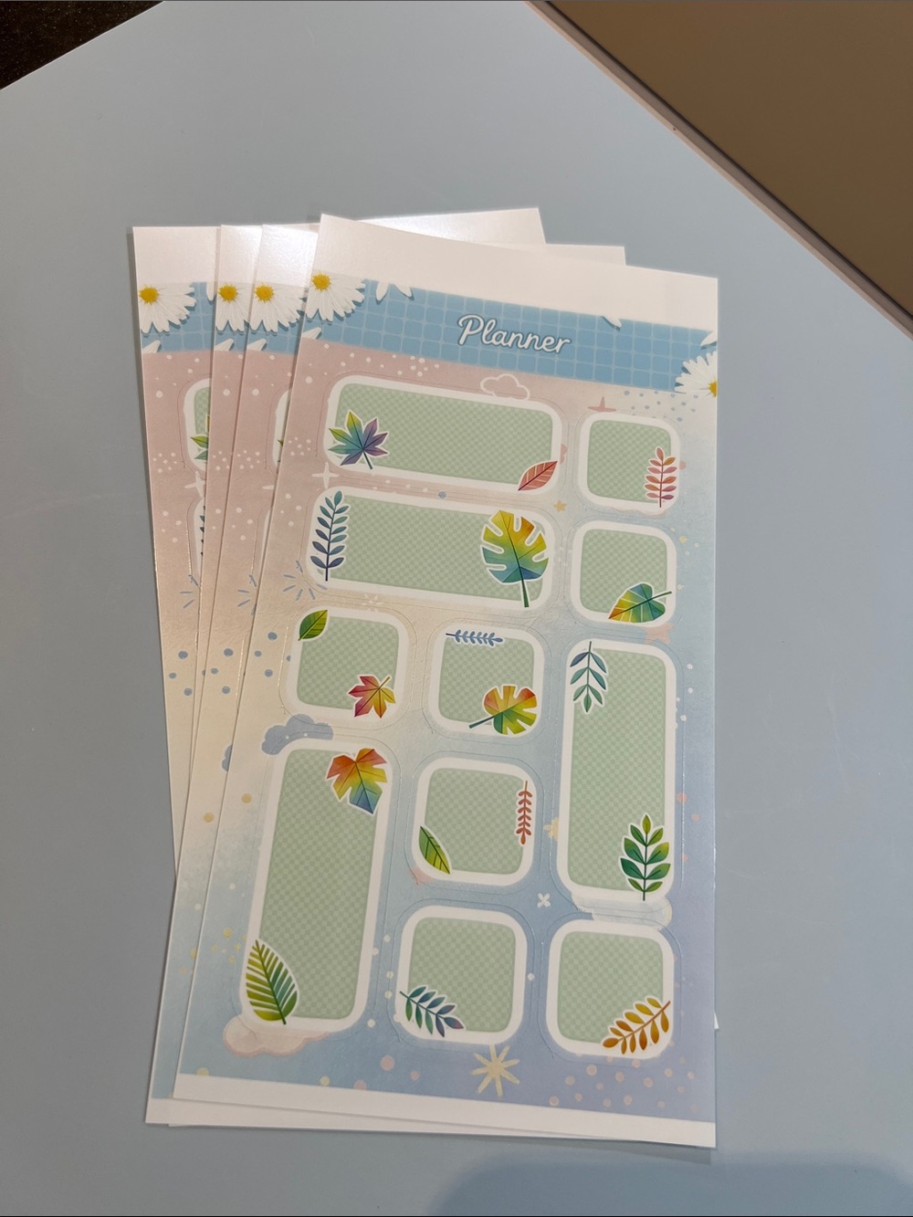 Hand Crafted Planner Stickers in Pastel Blue, Green, Pink